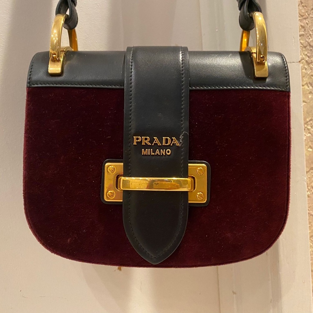 Prada Women's Burgundy and Black Bag